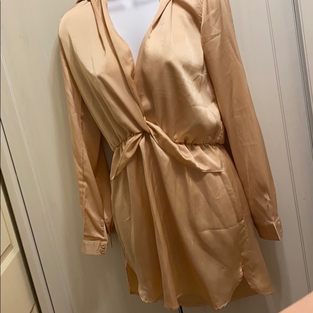 PRETTYLITTLE THING SILK Champagne Dress NWT